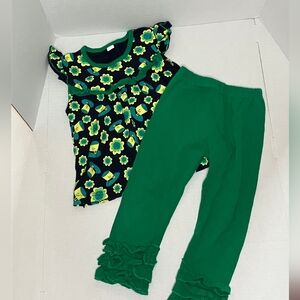 Girl's 🍀St. Patrick's Day🍀 Set -- Ruffled Leggings And Cute Ruffled Top.